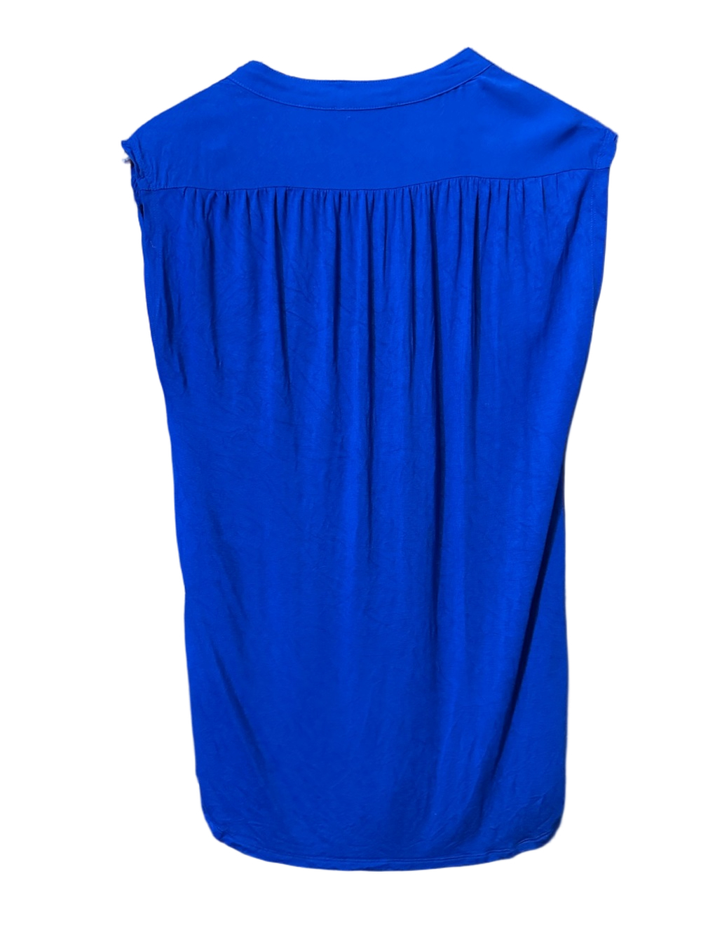 Cable & Gauge Sleeveless Split-Neck Pocket Top in Royal Blue Size L - Picture 3 of 3